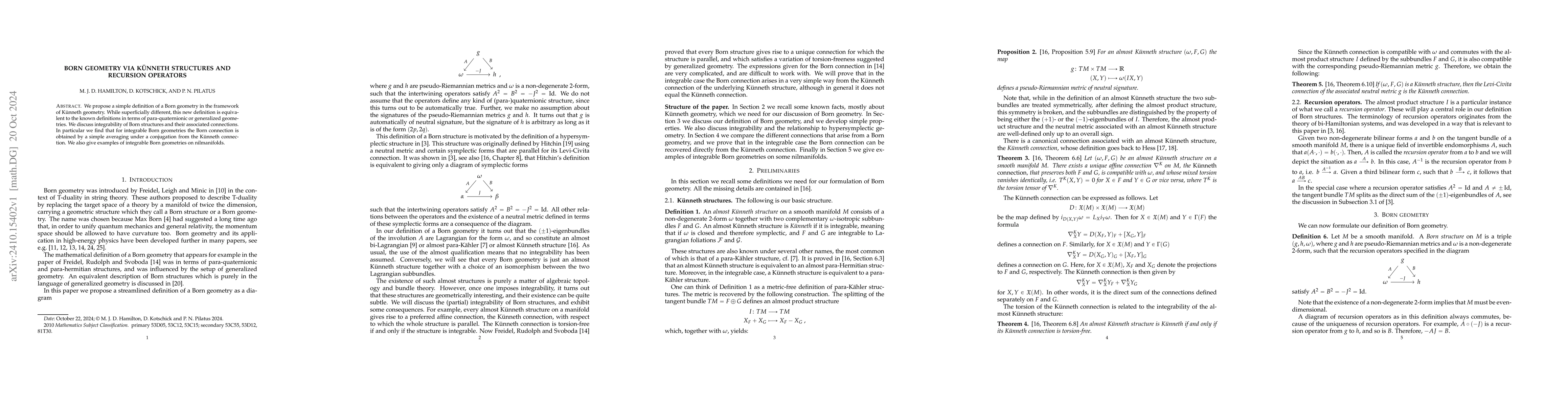 Thumbnail for Born geometry via Künneth structures and recursion operators