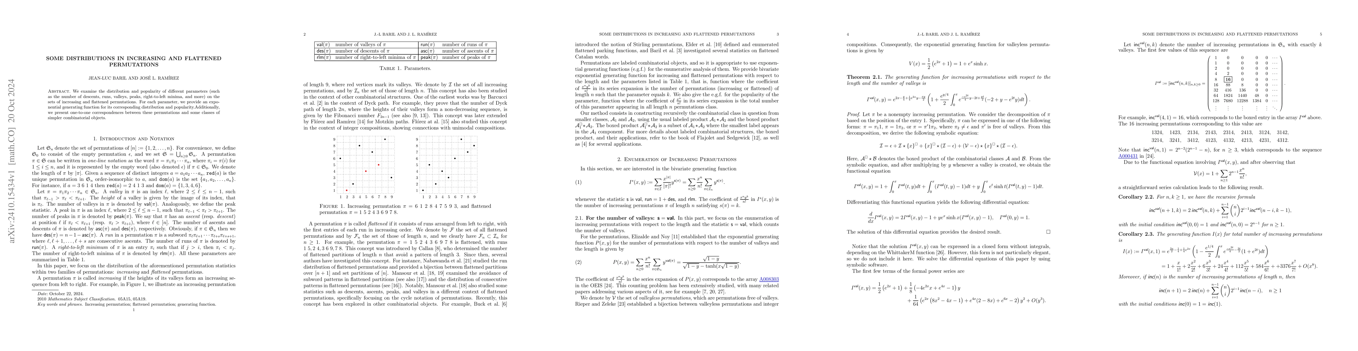 Thumbnail for Some distributions in increasing and flattened permutations