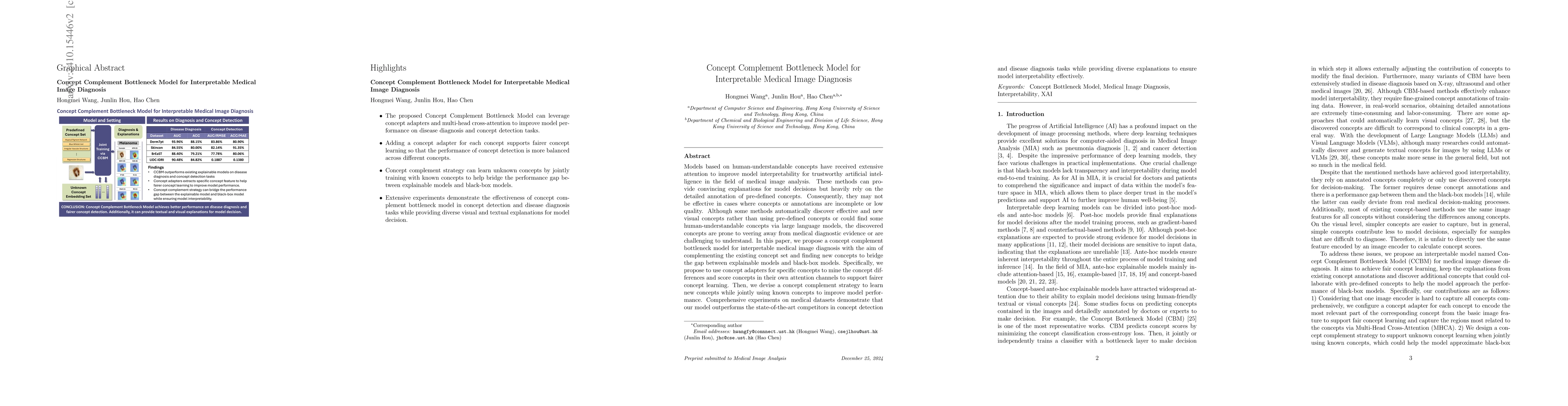 Thumbnail for Concept Complement Bottleneck Model for Interpretable Medical Image
  Diagnosis