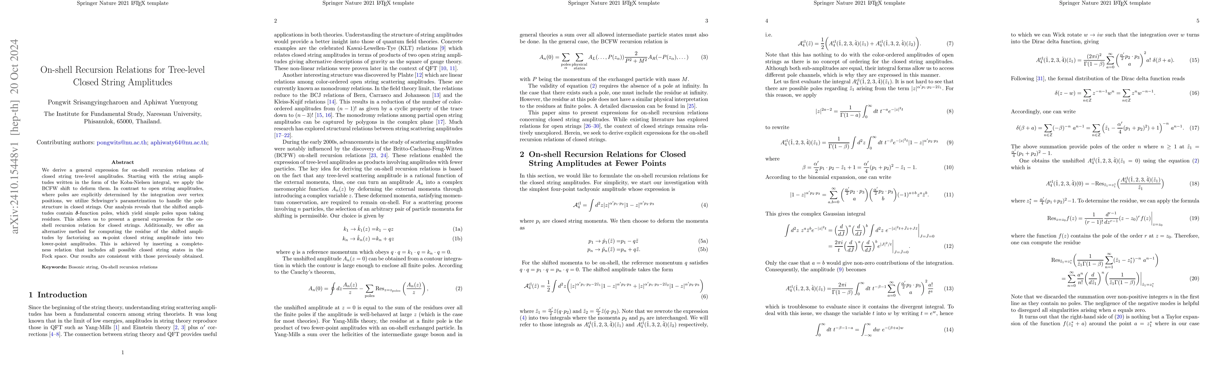 Thumbnail for On-shell Recursion Relations for Tree-level Closed String Amplitudes
