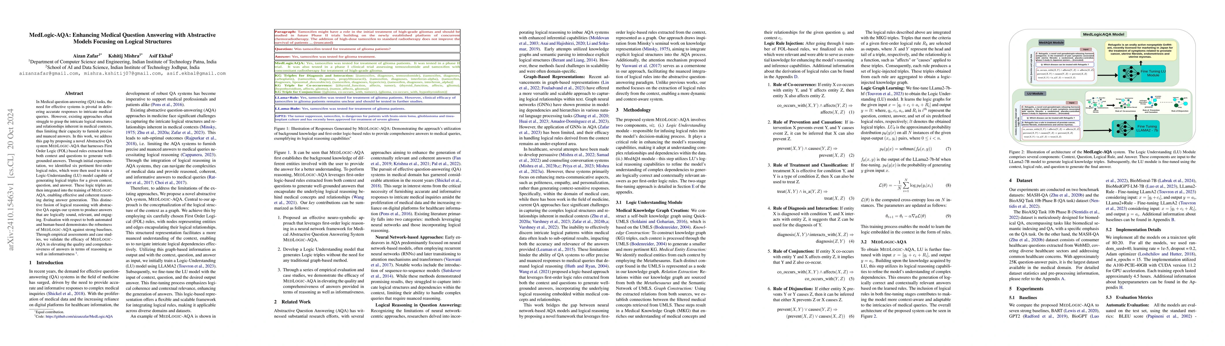 Thumbnail for MedLogic-AQA: Enhancing Medical Question Answering with Abstractive
  Models Focusing on Logical Structures