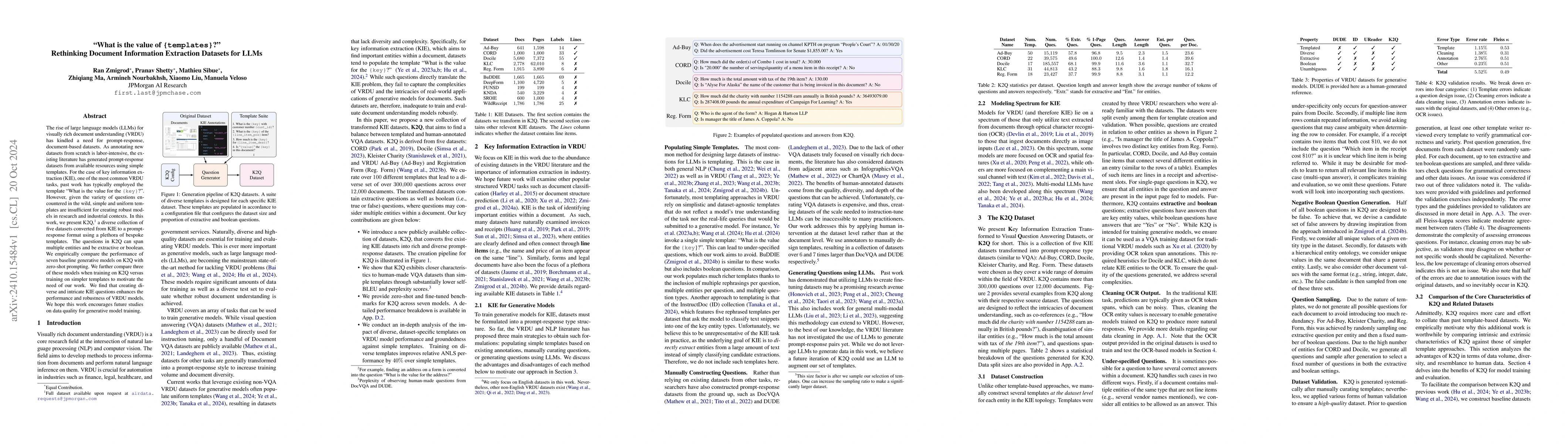 Thumbnail for "What is the value of {templates}?" Rethinking Document Information
  Extraction Datasets for LLMs