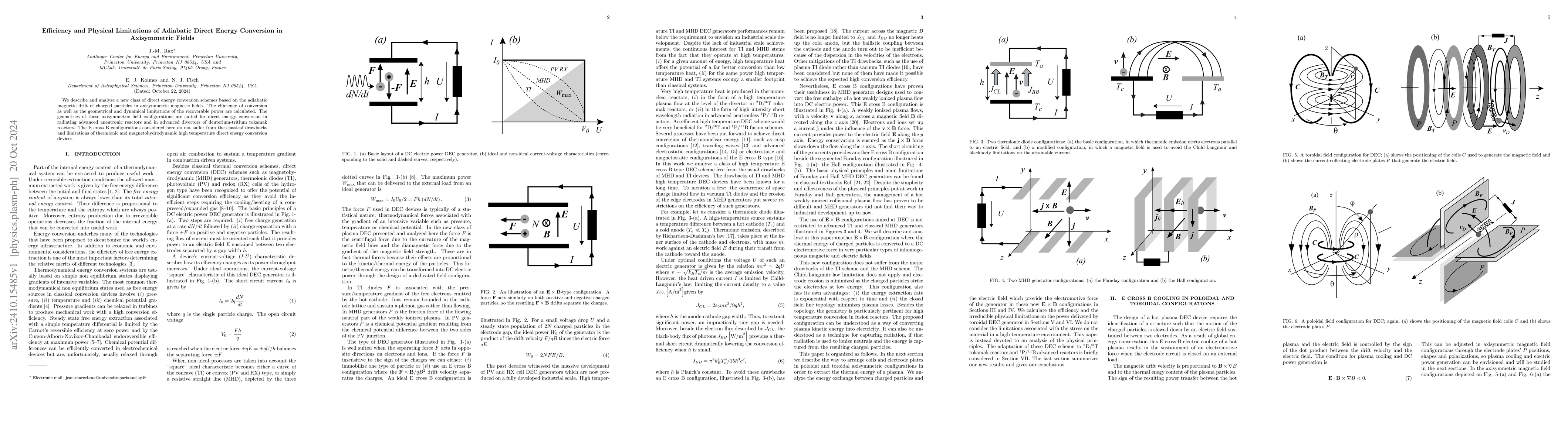 Thumbnail for Efficiency and Physical Limitations of Adiabatic Direct Energy
  Conversion in Axisymmetric Fields