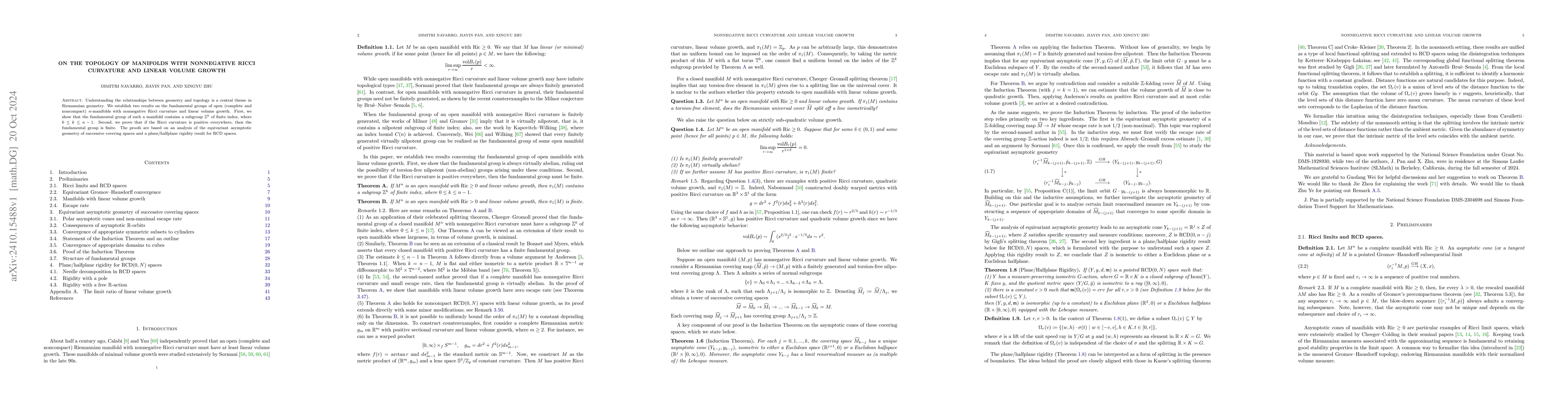 Thumbnail for On the topology of manifolds with nonnegative Ricci curvature and linear
  volume growth