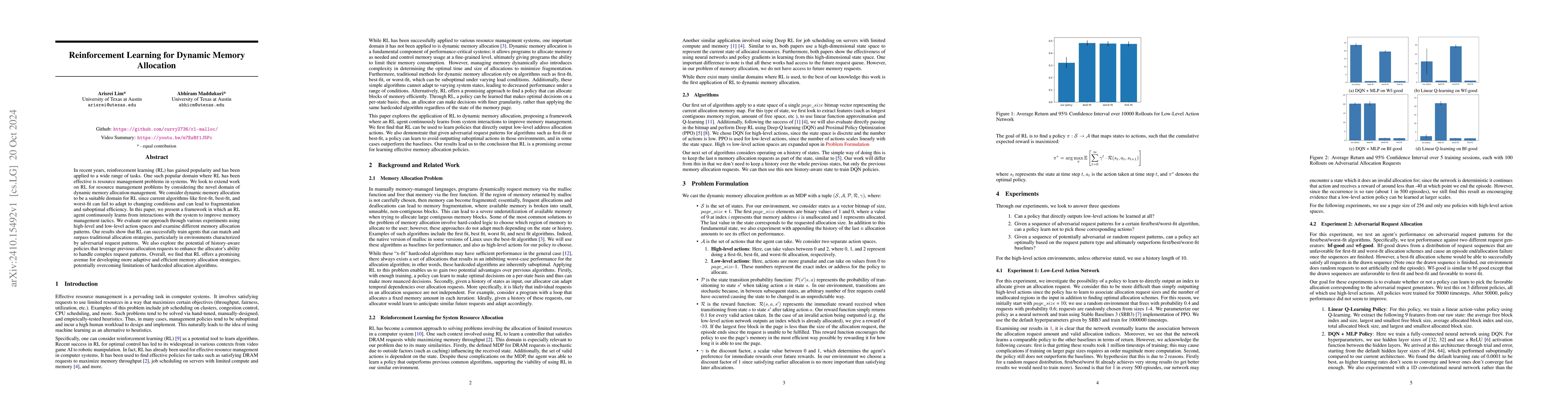 Thumbnail for Reinforcement Learning for Dynamic Memory Allocation