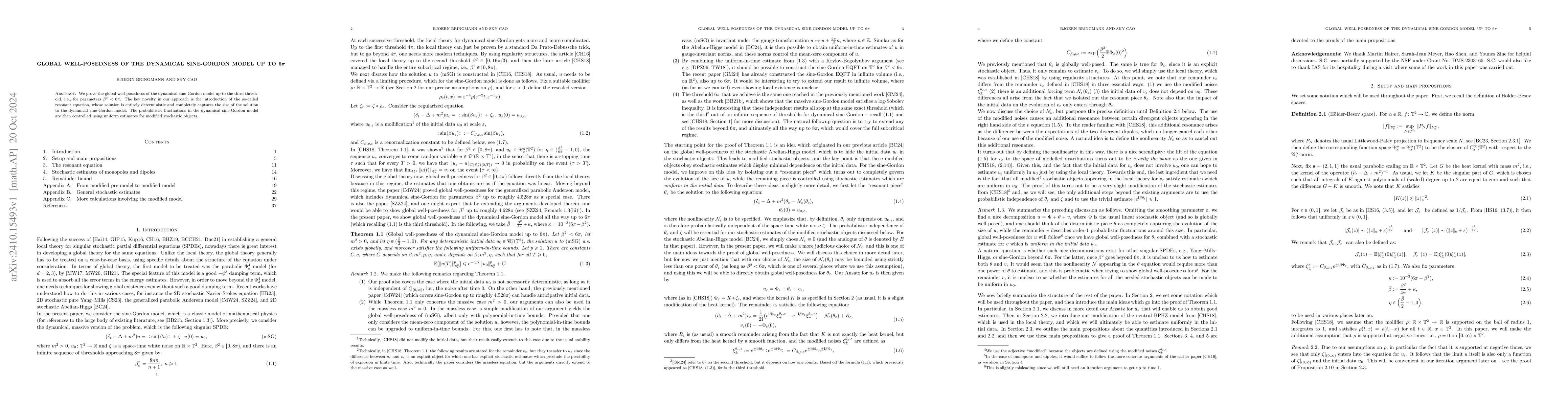 Thumbnail for Global well-posedness of the dynamical sine-Gordon model up to $6π$