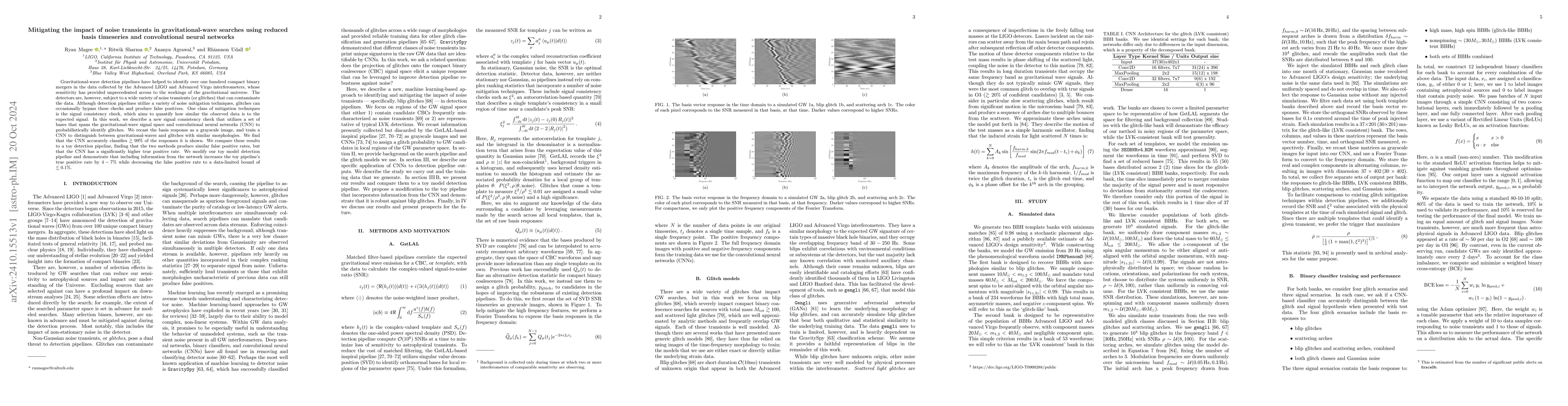 Thumbnail for Mitigating the impact of noise transients in gravitational-wave searches
  using reduced basis timeseries and convolutional neural networks