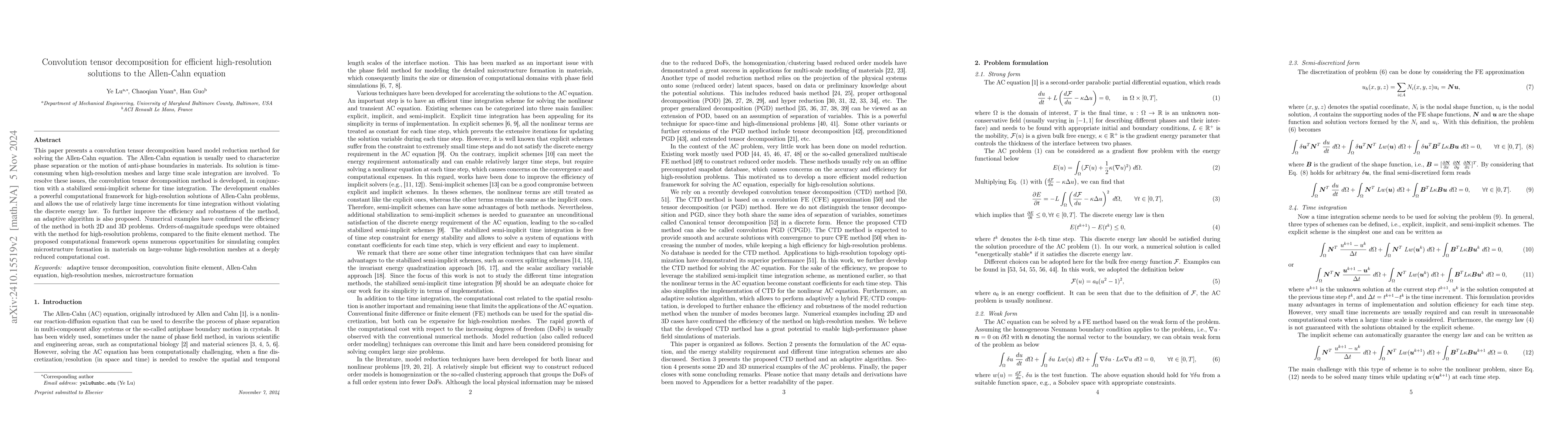 Thumbnail for Convolution tensor decomposition for efficient high-resolution solutions
  to the Allen-Cahn equation
