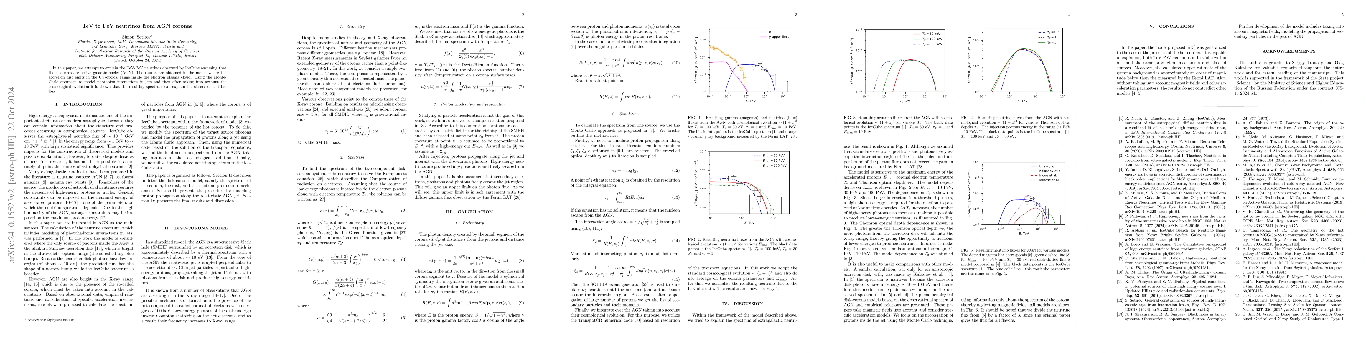 Thumbnail for TeV to PeV neutrinos from AGN coronae