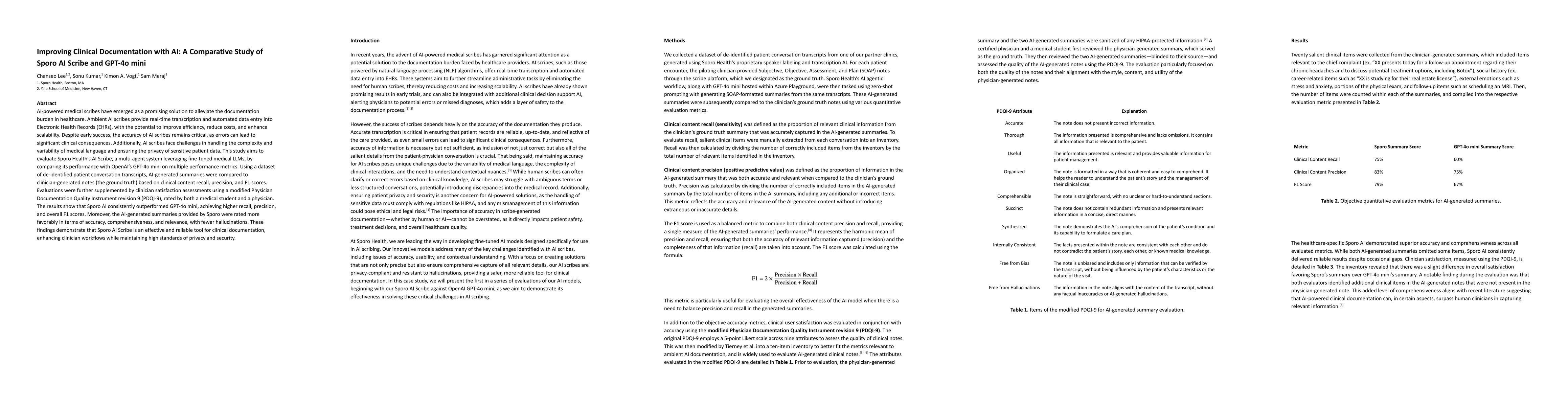 Thumbnail for Improving Clinical Documentation with AI: A Comparative Study of Sporo
  AI Scribe and GPT-4o mini