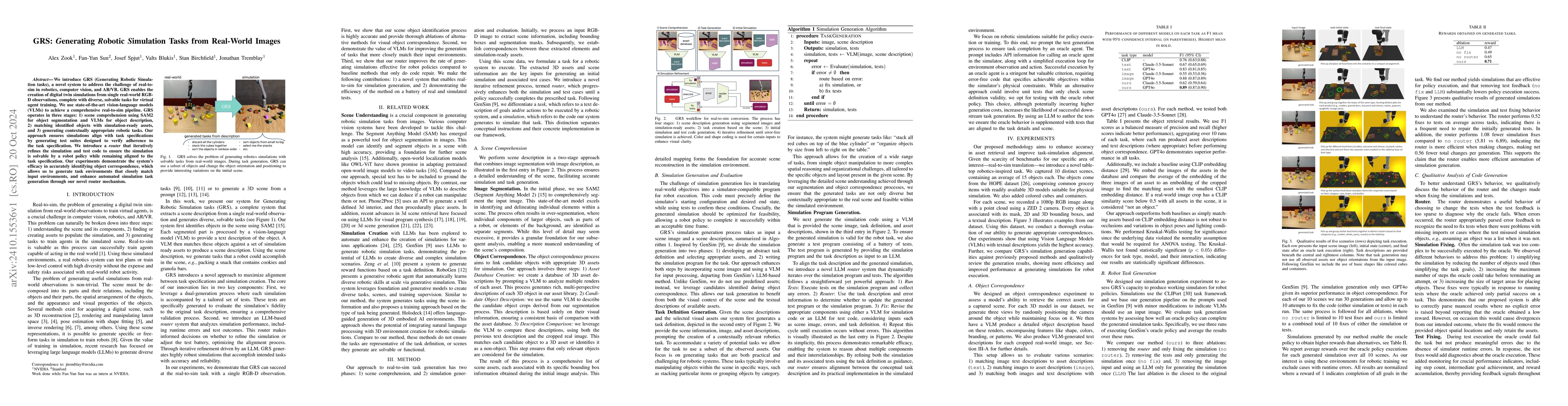 Thumbnail for GRS: Generating Robotic Simulation Tasks from Real-World Images