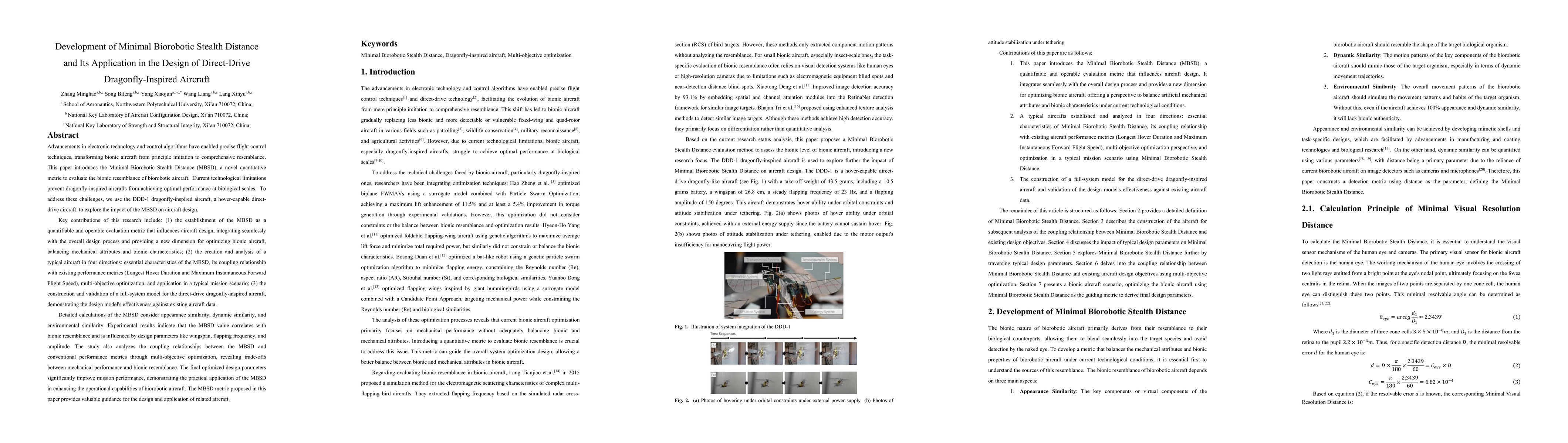 Thumbnail for Development of Minimal Biorobotic Stealth Distance and Its Application
  in the Design of Direct-Drive Dragonfly-Inspired Aircraft