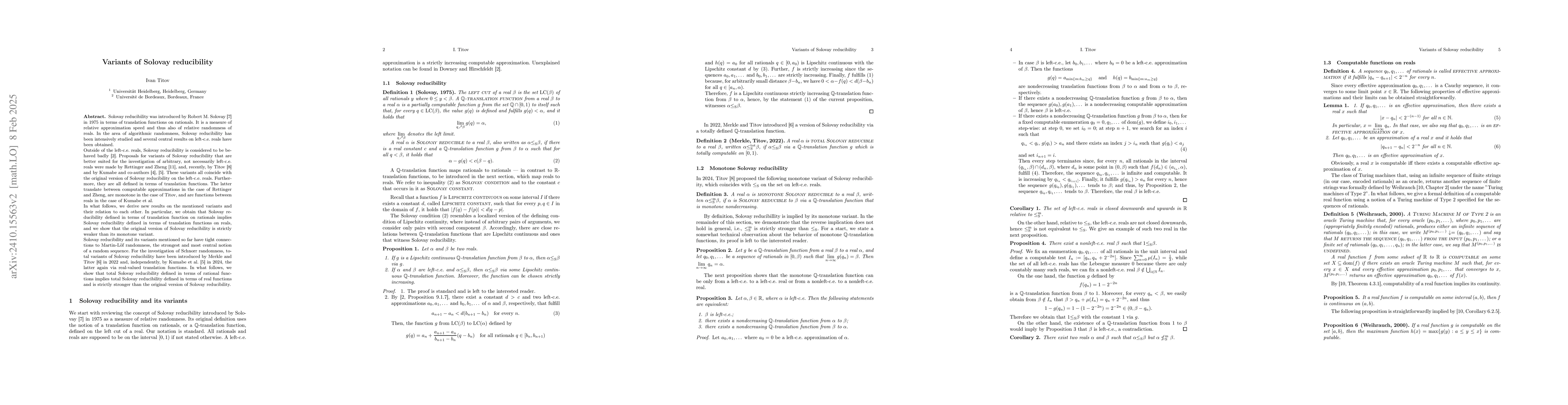 Thumbnail for Solovay reducibility via translation functions on rationals and on reals