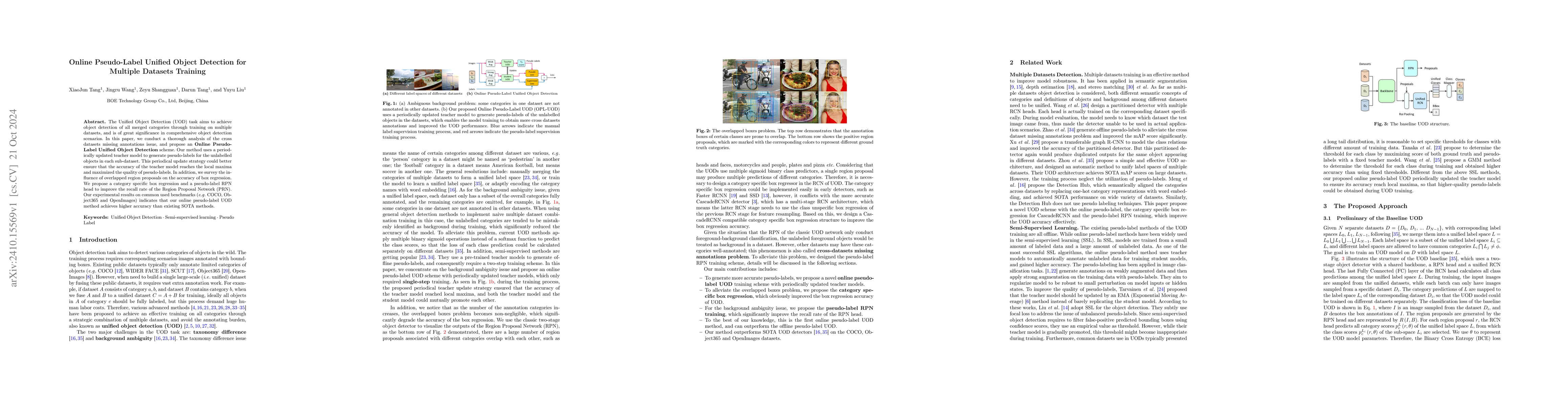 Thumbnail for Online Pseudo-Label Unified Object Detection for Multiple Datasets
  Training