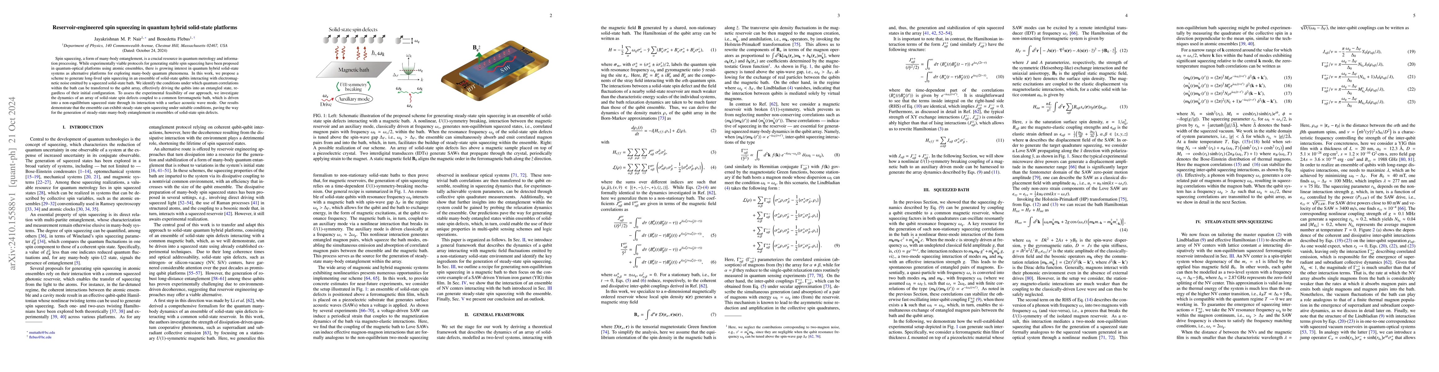 Thumbnail for Reservoir-engineered spin squeezing in quantum hybrid solid-state
  platforms