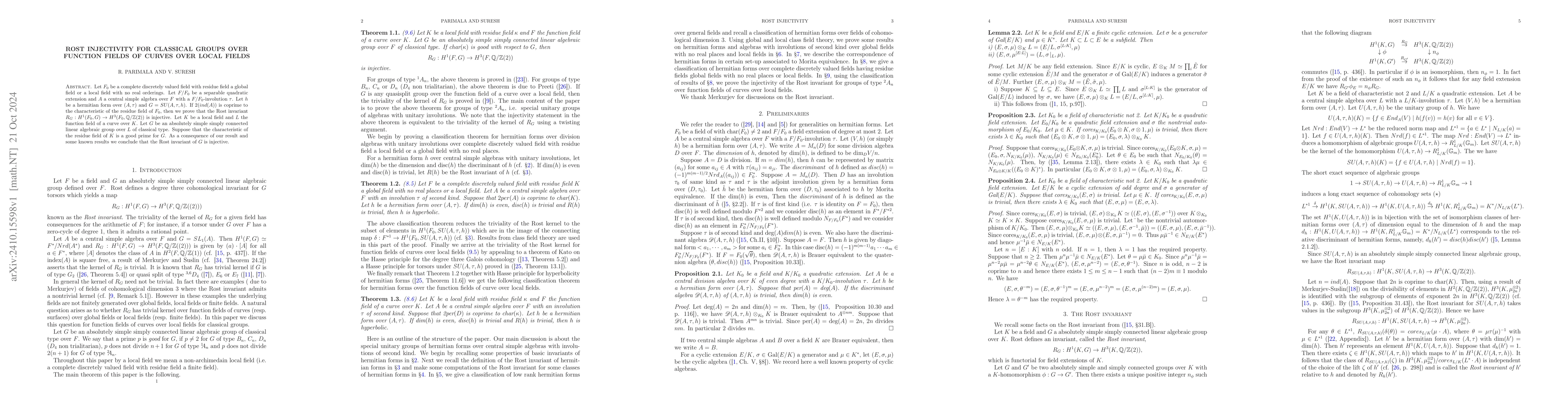 Thumbnail for Rost injectivity for classical groups over function fields of curves
  over local fields