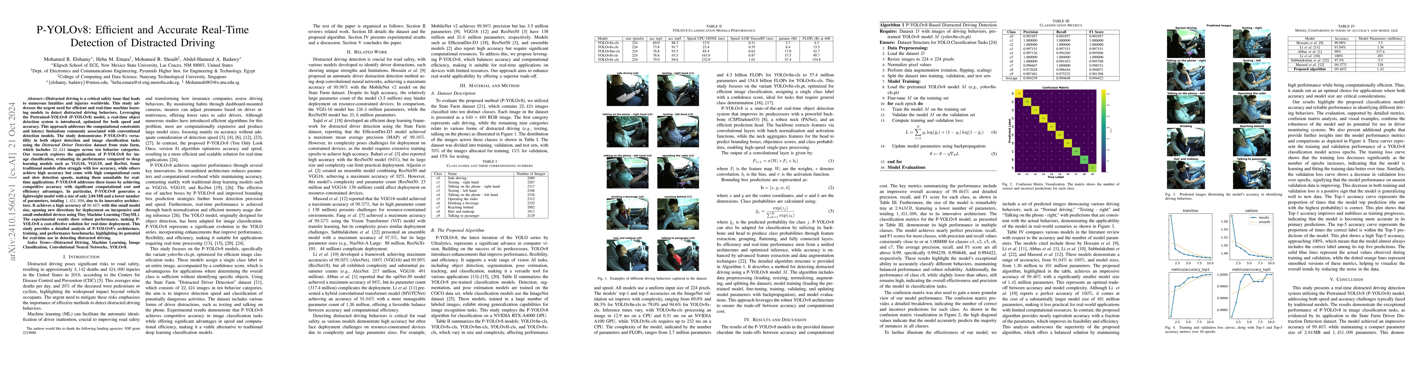Thumbnail for P-YOLOv8: Efficient and Accurate Real-Time Detection of Distracted
  Driving