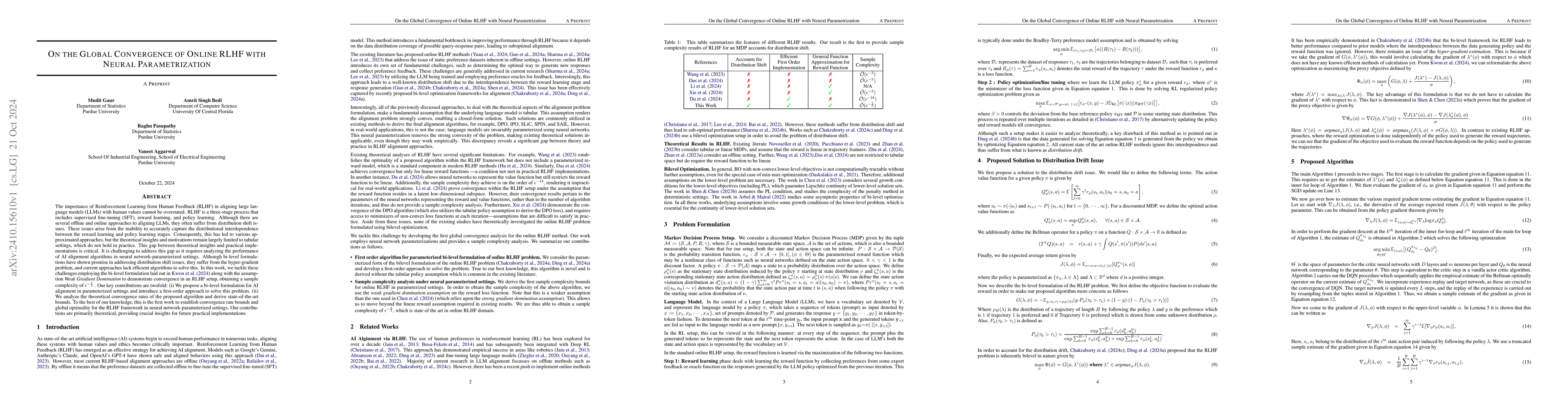 Thumbnail for On The Global Convergence Of Online RLHF With Neural Parametrization