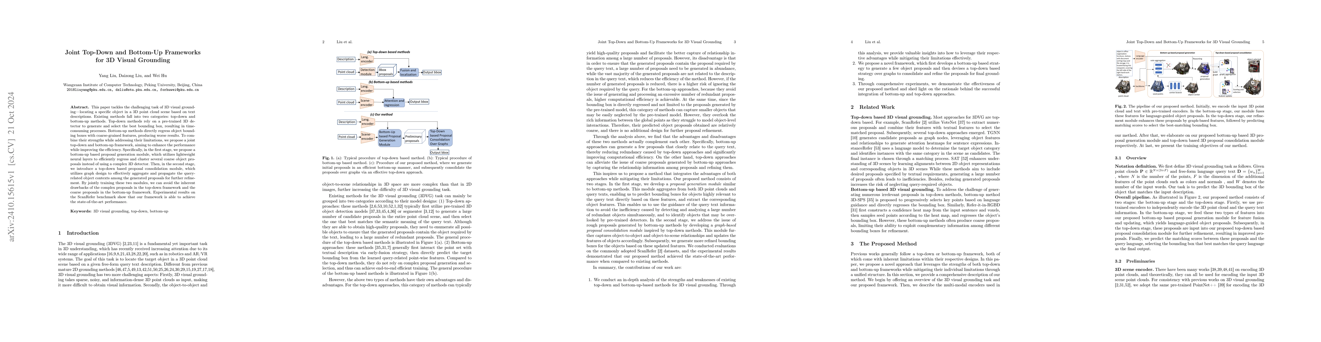 Thumbnail for Joint Top-Down and Bottom-Up Frameworks for 3D Visual Grounding