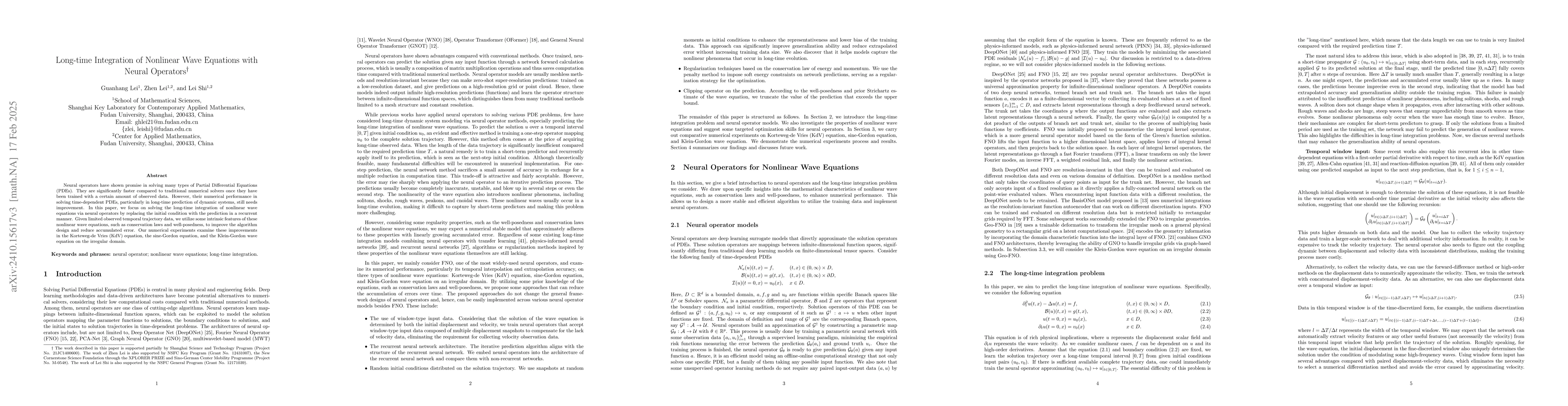 Thumbnail for Long-time Integration of Nonlinear Wave Equations with Neural Operators