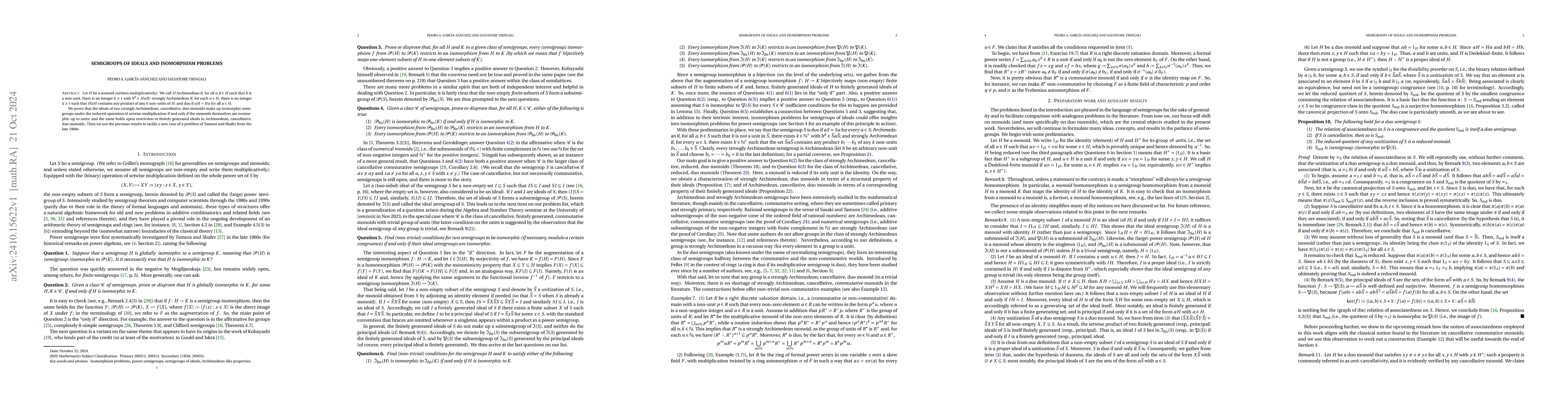 Thumbnail for Semigroups of ideals and isomorphism problems