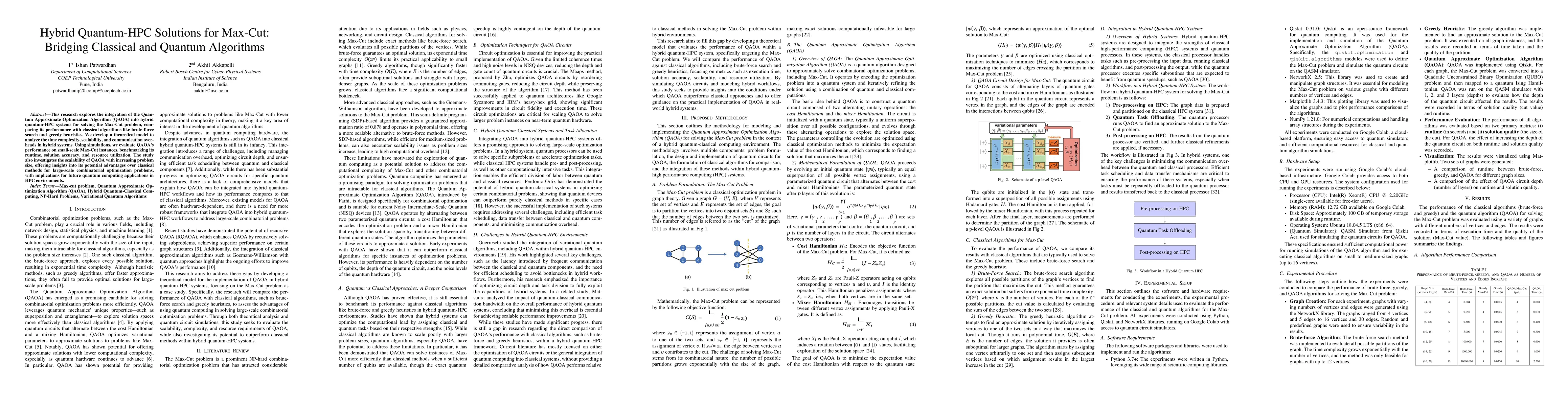 Thumbnail for Hybrid Quantum-HPC Solutions for Max-Cut: Bridging Classical and Quantum
  Algorithms