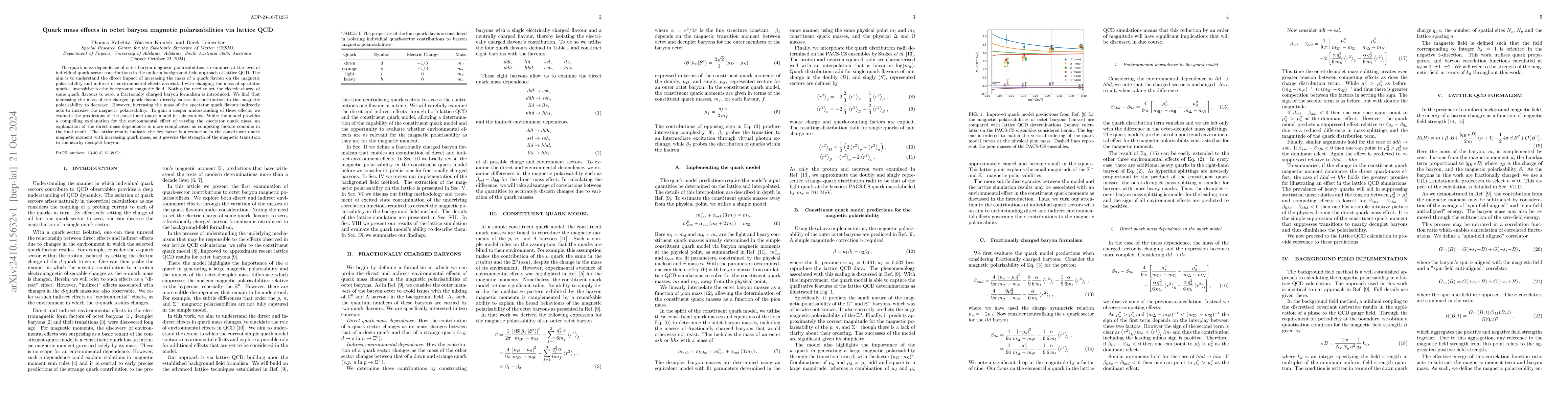 Thumbnail for Quark mass effects in octet baryon magnetic polarisabilities via lattice
  QCD