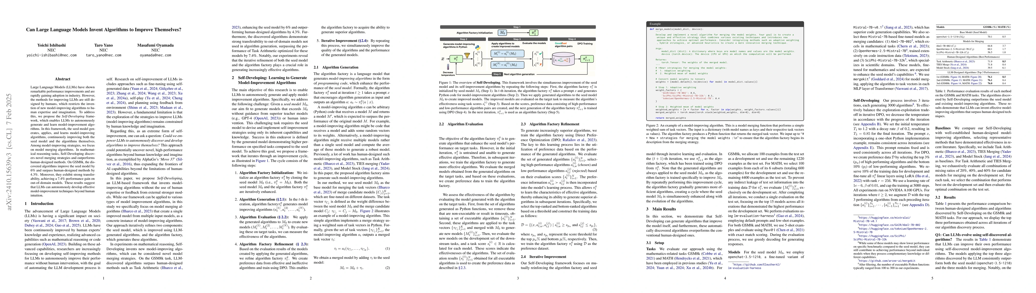 Thumbnail for Can Large Language Models Invent Algorithms to Improve Themselves?