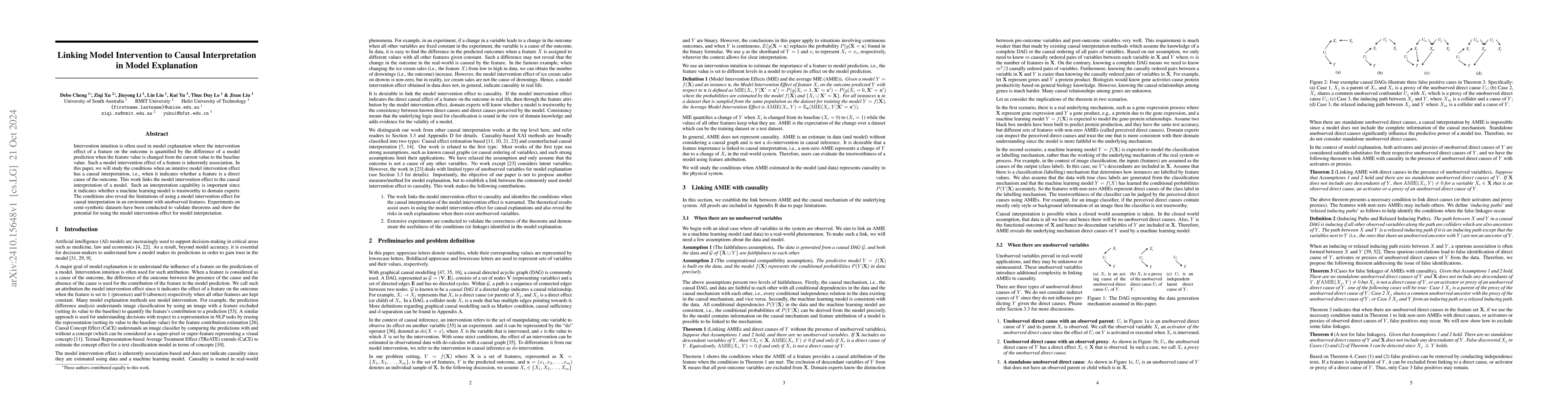 Thumbnail for Linking Model Intervention to Causal Interpretation in Model Explanation