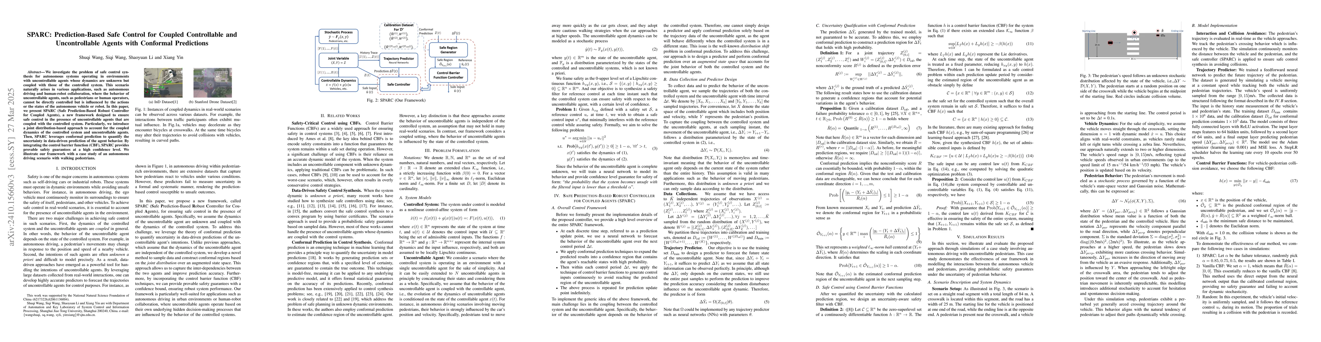 Thumbnail for SPARC: Prediction-Based Safe Control for Coupled Controllable and
  Uncontrollable Agents with Conformal Predictions