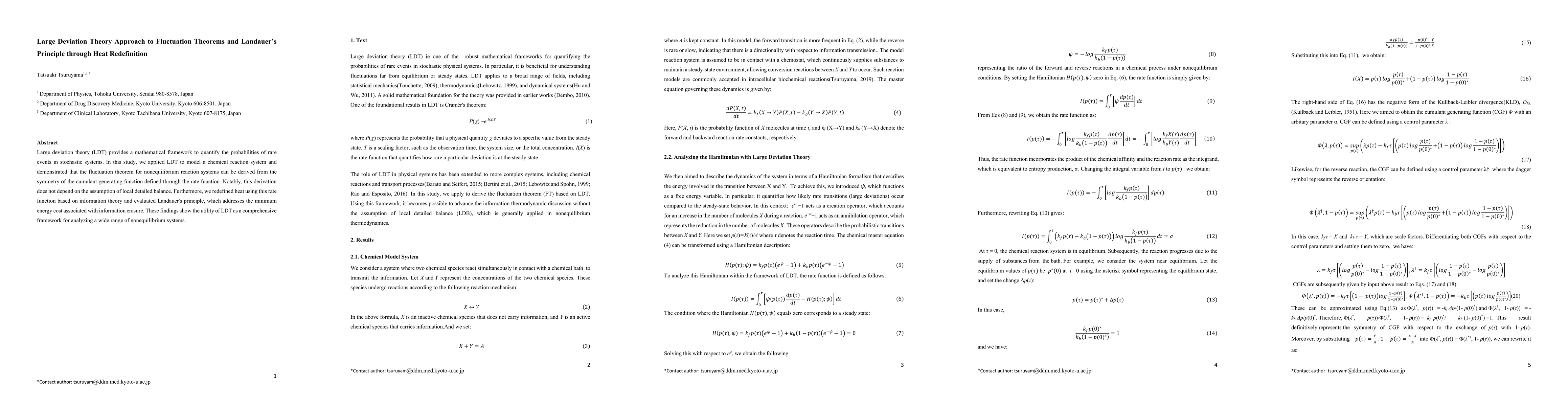 Thumbnail for Large Deviation Theory Approach to Fluctuation Theorems and Heat
  Redefinition in Nonequilibrium Reaction Systems