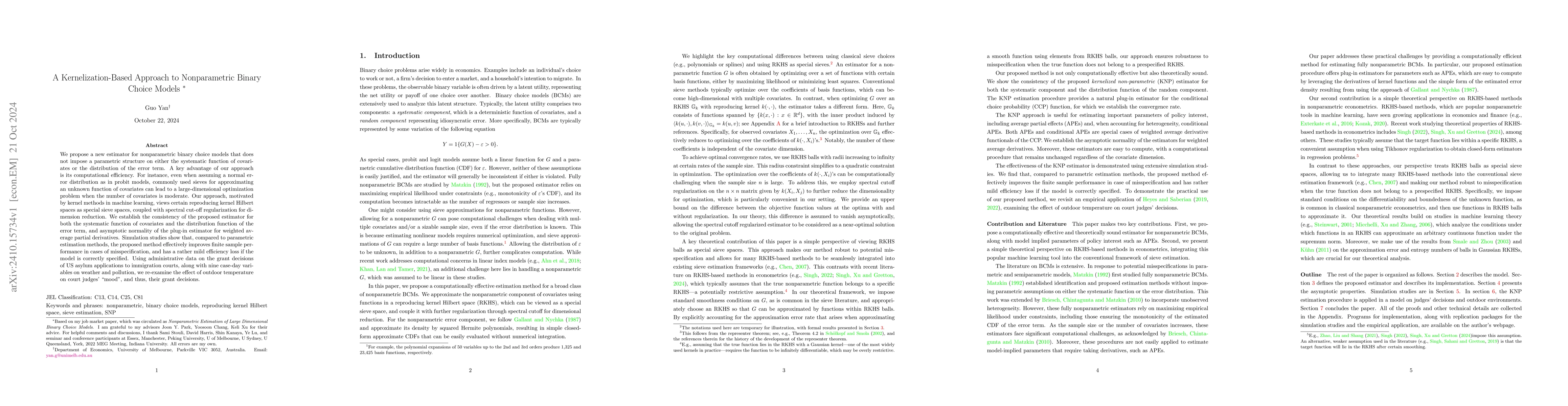 Thumbnail for A Kernelization-Based Approach to Nonparametric Binary Choice Models