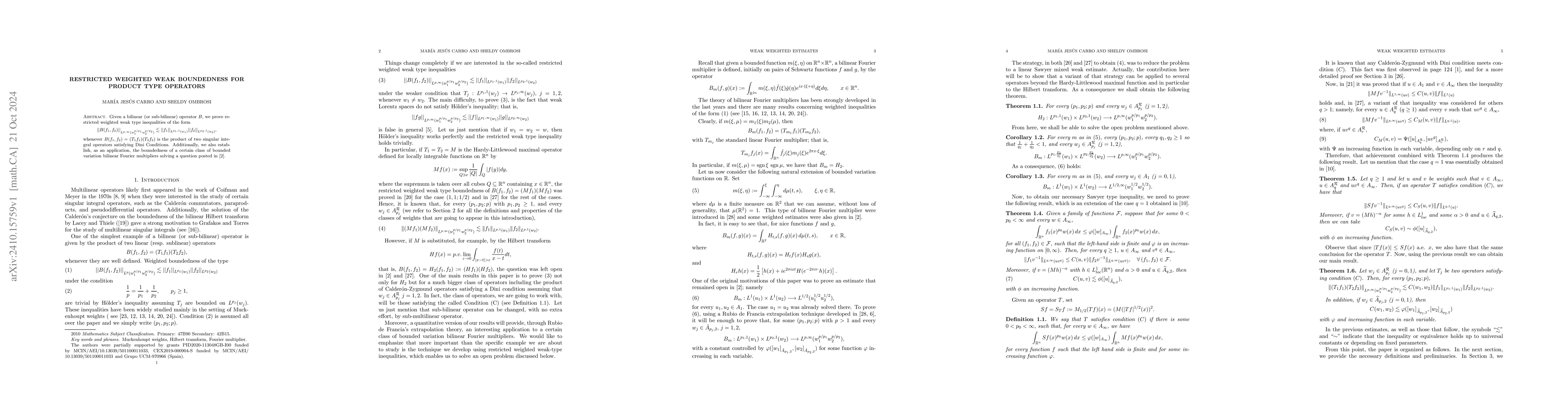 Thumbnail for Restricted weighted weak boundedness for product type operators