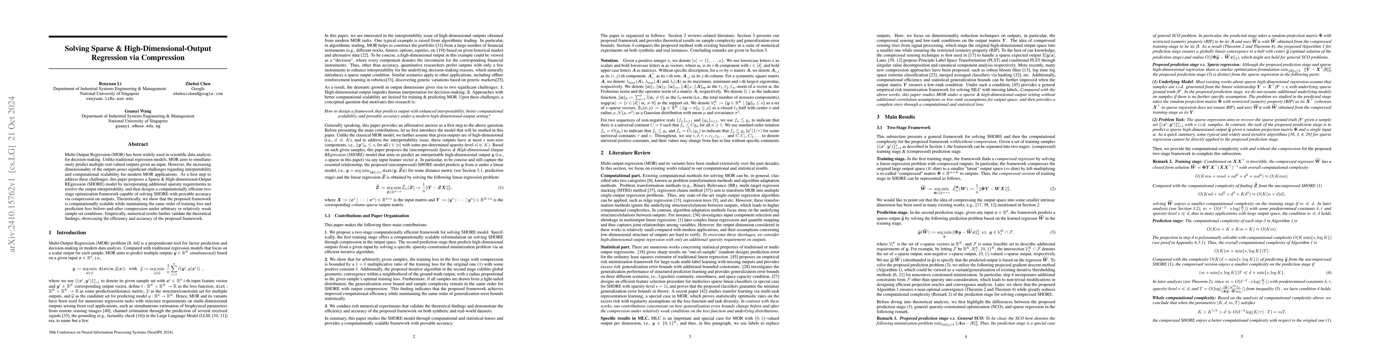 Thumbnail for Solving Sparse \& High-Dimensional-Output Regression via Compression