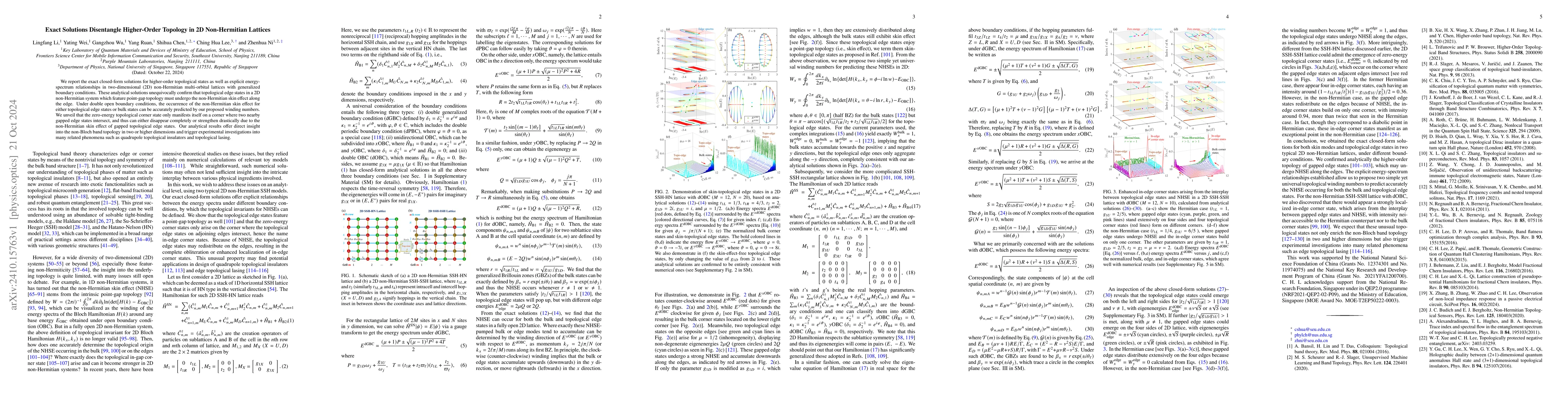 Thumbnail for Exact Solutions Disentangle Higher-Order Topology in 2D Non-Hermitian
  Lattices
