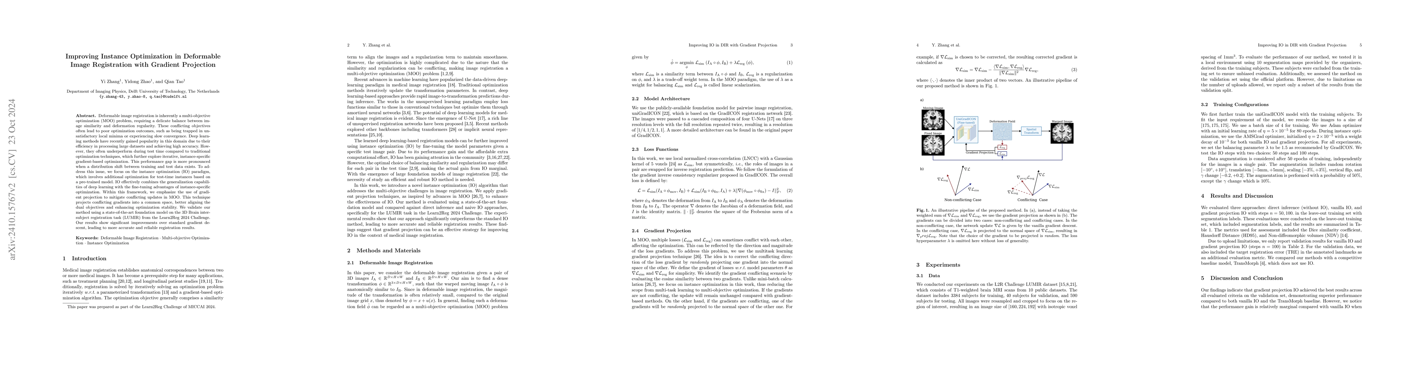 Thumbnail for Improving Instance Optimization in Deformable Image Registration with
  Gradient Projection