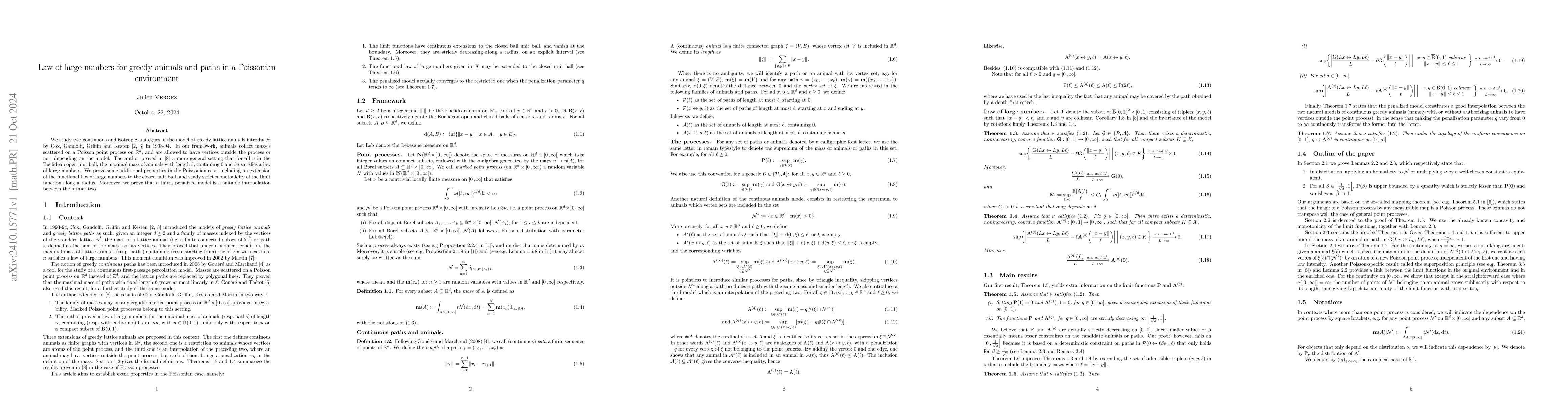 Thumbnail for Law of large numbers for greedy animals and paths in a Poissonian
  environment