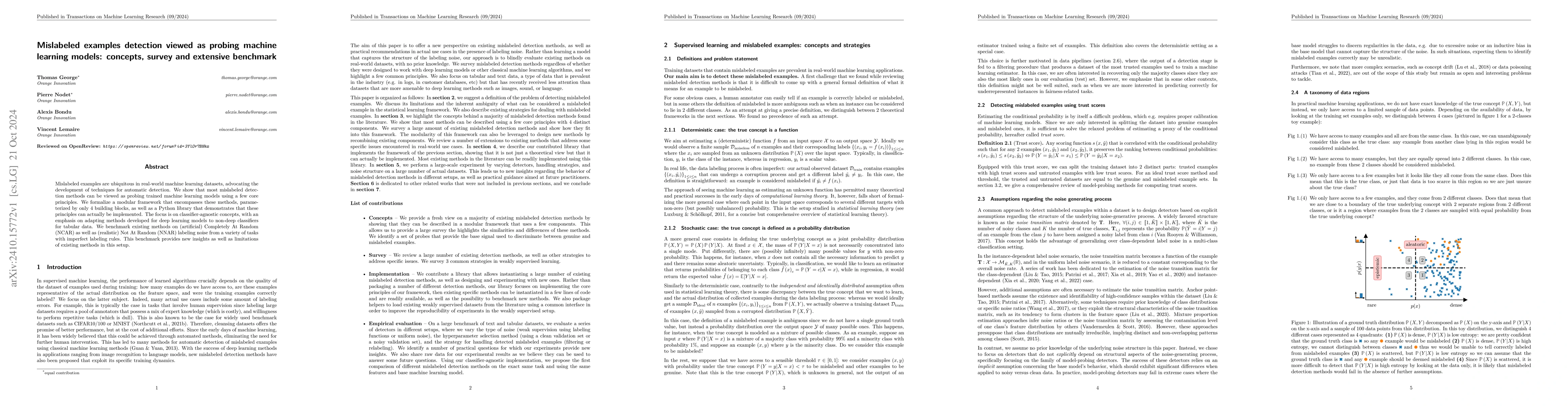 Thumbnail for Mislabeled examples detection viewed as probing machine learning models:
  concepts, survey and extensive benchmark