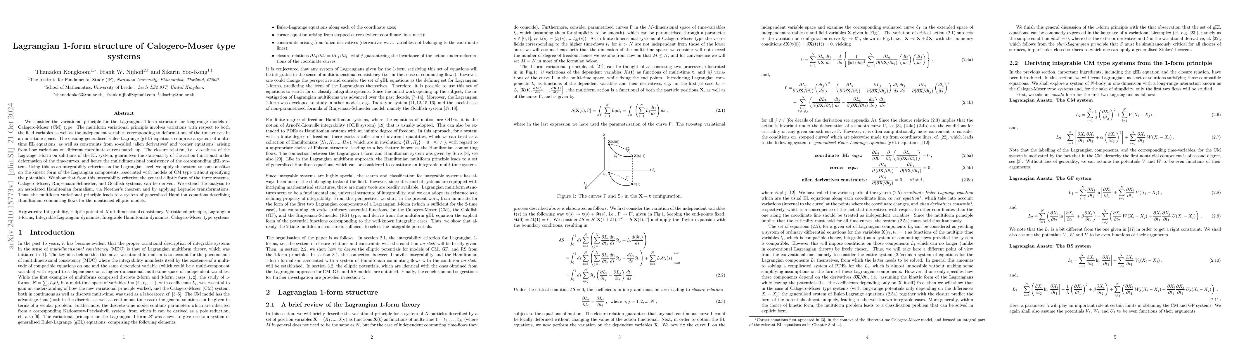 Thumbnail for Lagrangian 1-form structure of Calogero-Moser type systems