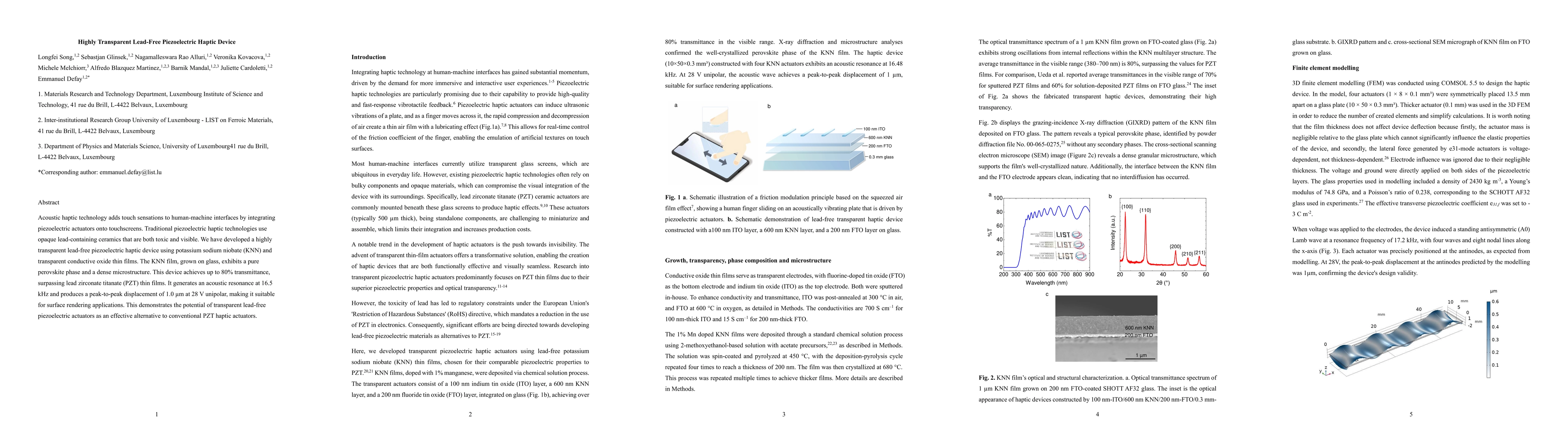 Thumbnail for Highly Transparent Lead-Free Piezoelectric Haptic Device