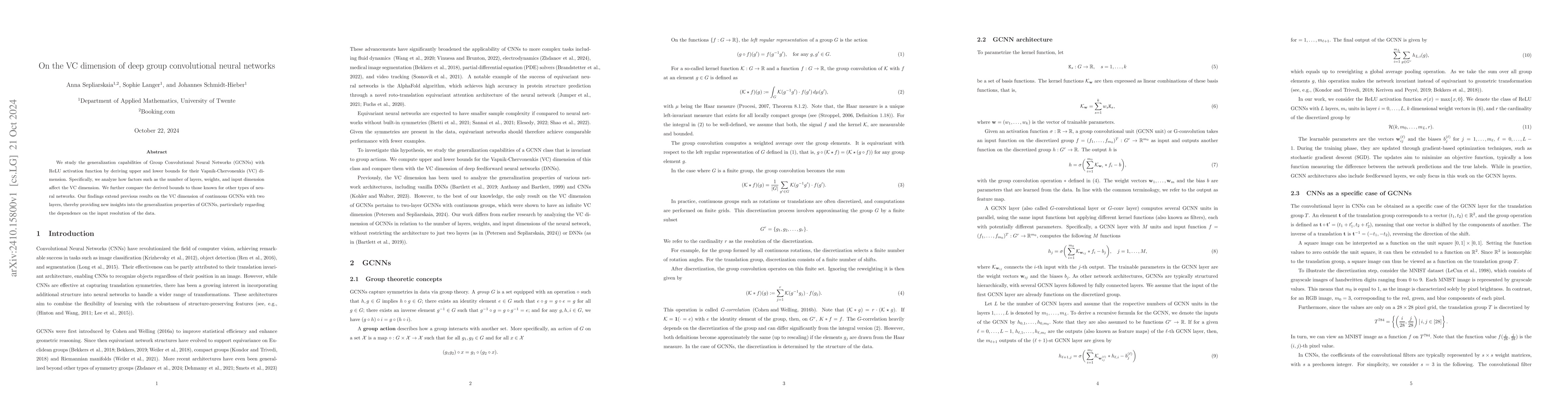 Thumbnail for On the VC dimension of deep group convolutional neural networks
