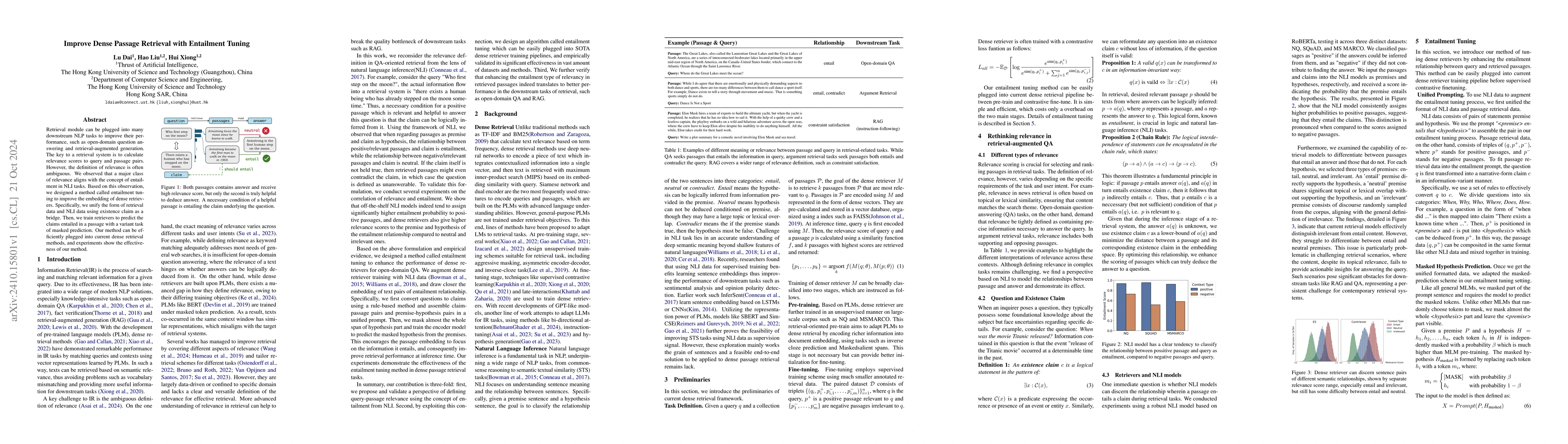 Thumbnail for Improve Dense Passage Retrieval with Entailment Tuning