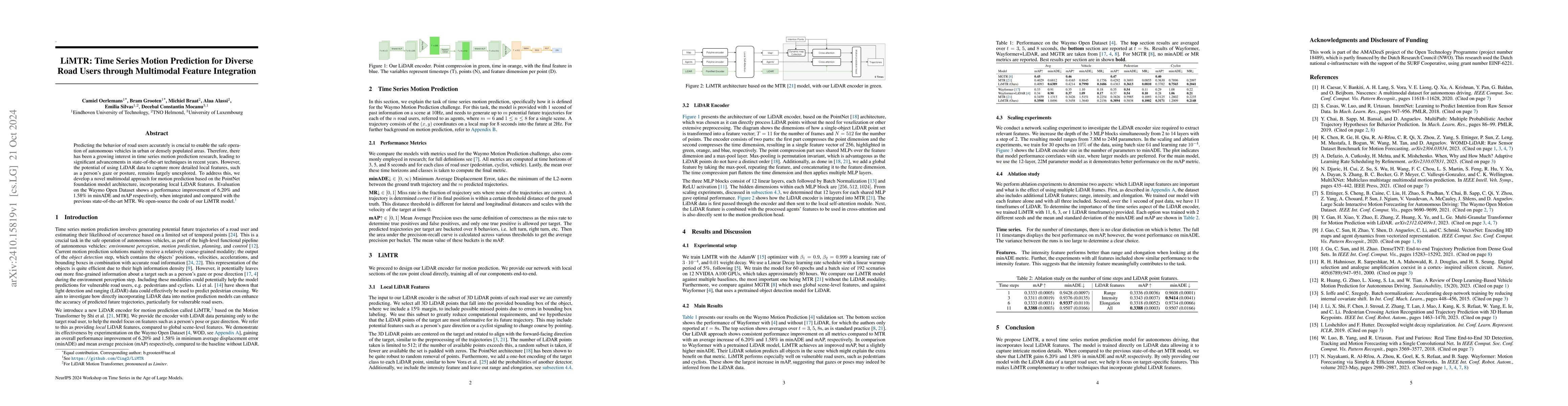 Thumbnail for LiMTR: Time Series Motion Prediction for Diverse Road Users through
  Multimodal Feature Integration