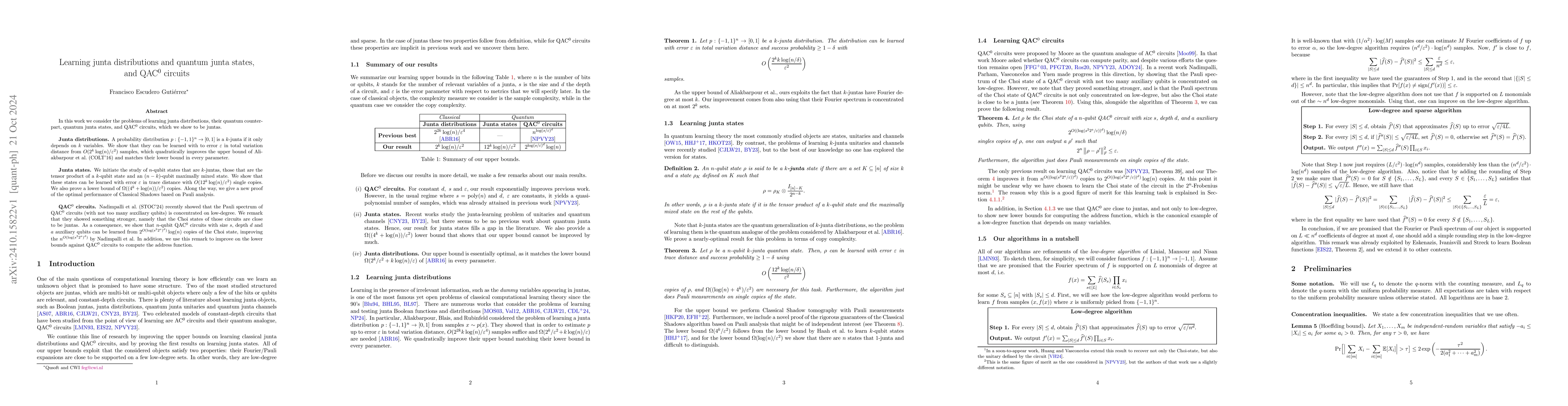 Thumbnail for Learning junta distributions and quantum junta states, and QAC$^0$
  circuits