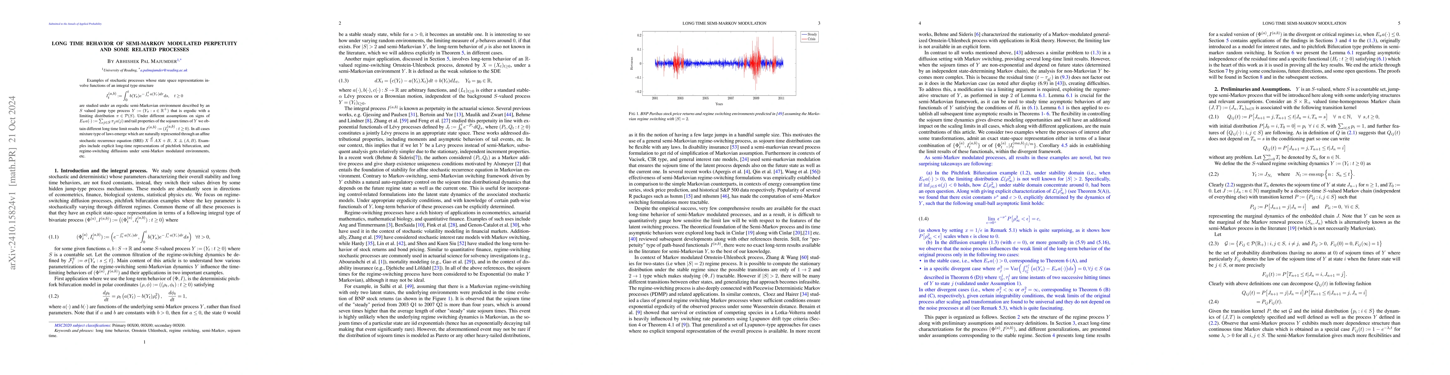 Thumbnail for Long time behavior of semi-Markov modulated perpetuity and some related
  processes