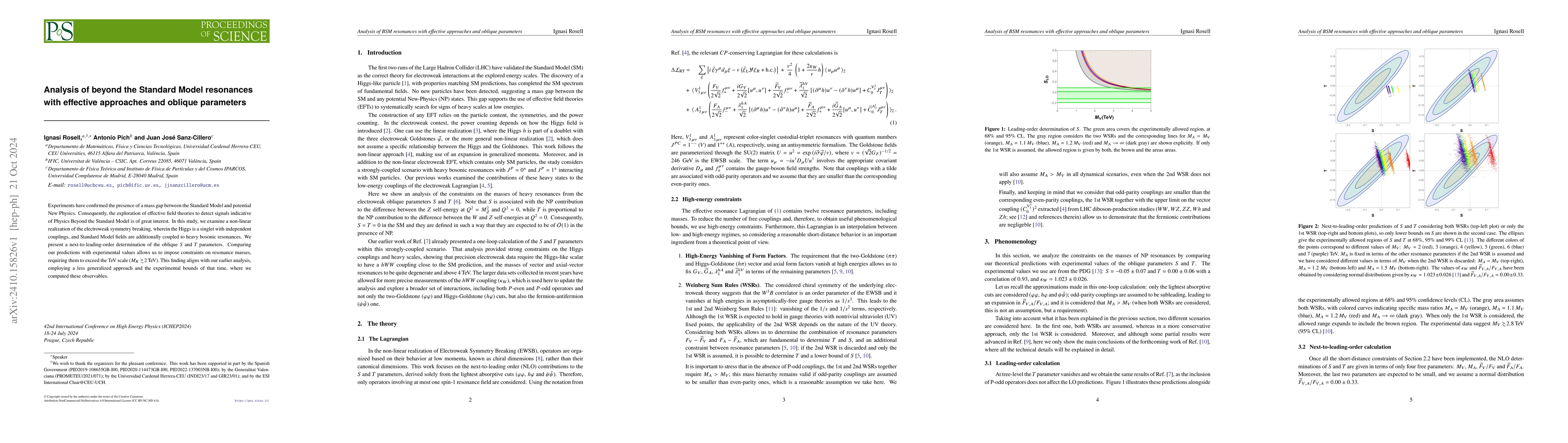 Thumbnail for Analysis of beyond the Standard Model resonances with effective
  approaches and oblique parameters