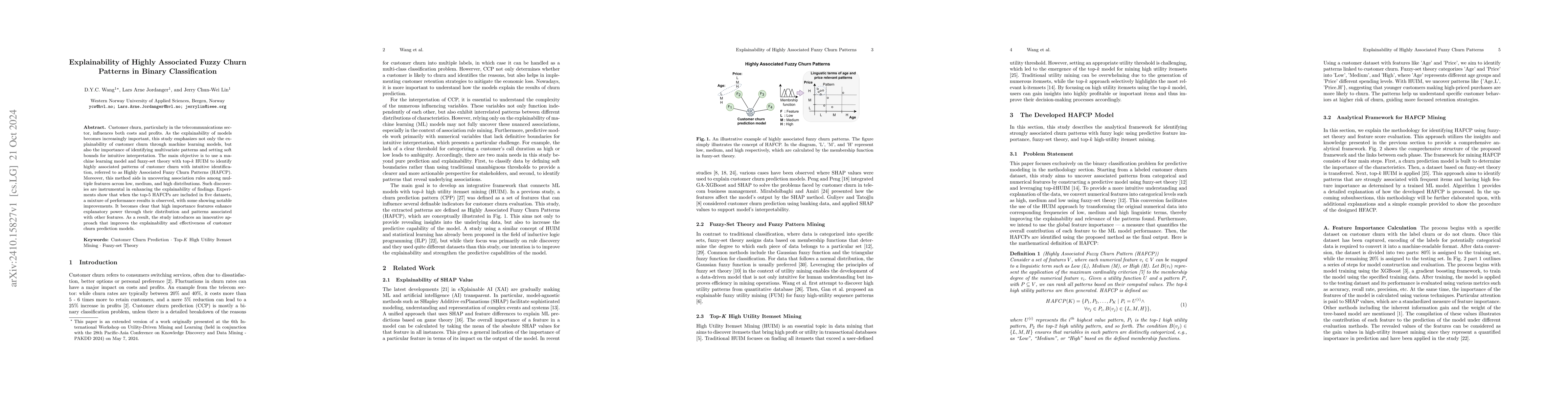 Thumbnail for Explainability of Highly Associated Fuzzy Churn Patterns in Binary
  Classification