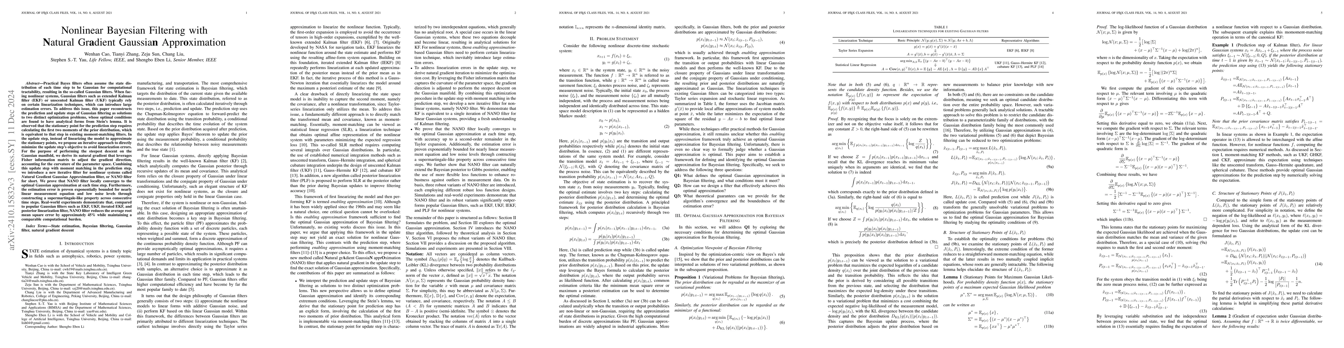 Thumbnail for Nonlinear Bayesian Filtering with Natural Gradient Gaussian
  Approximation