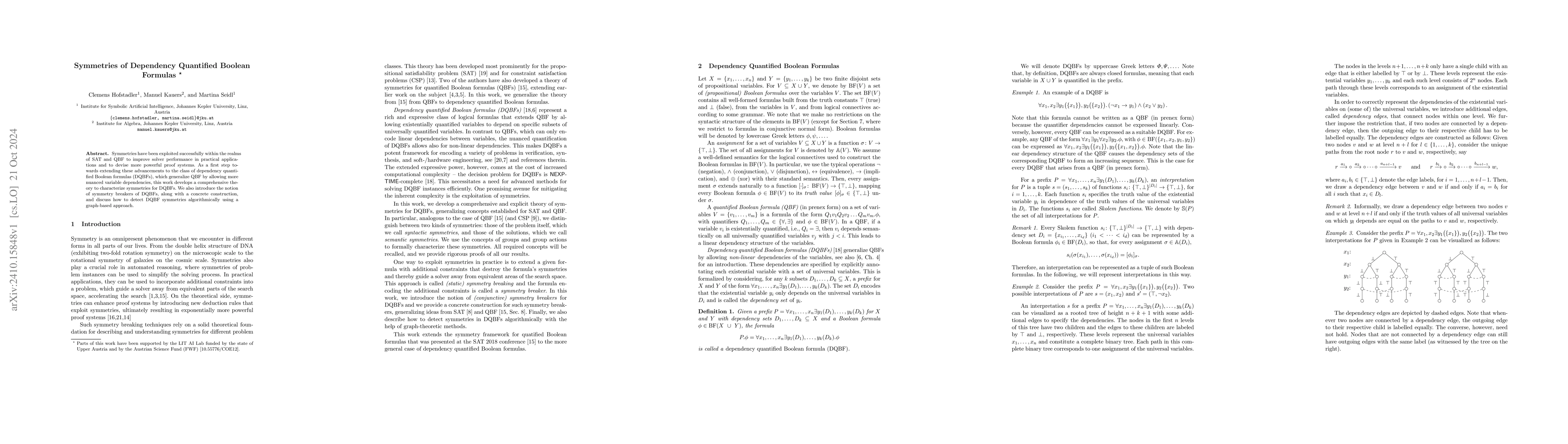 Thumbnail for Symmetries of Dependency Quantified Boolean Formulas