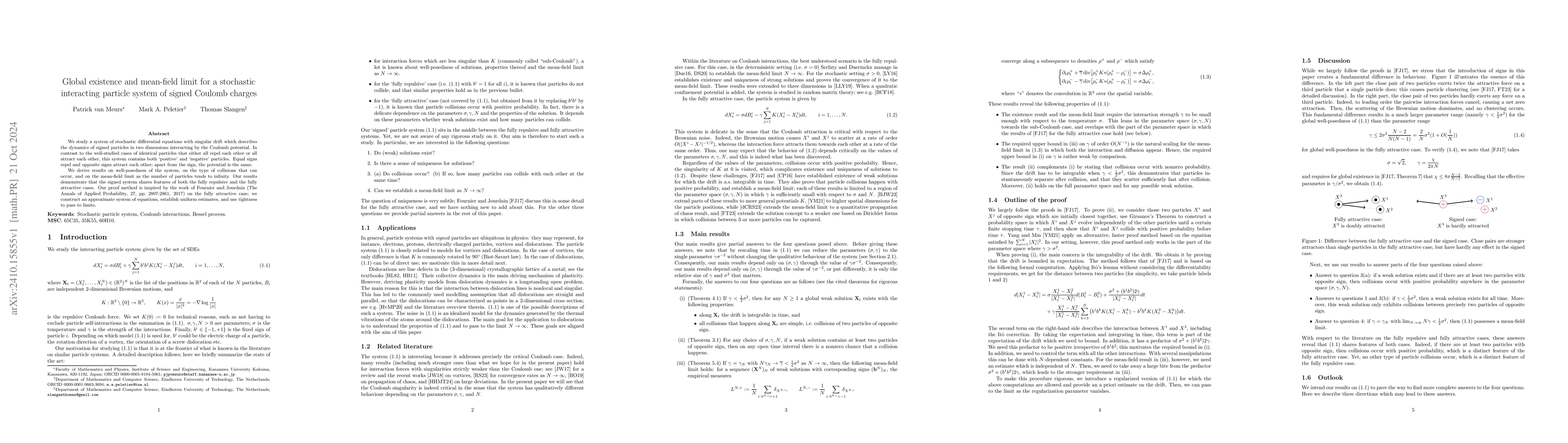 Thumbnail for Global existence and mean-field limit for a stochastic interacting
  particle system of signed Coulomb charges